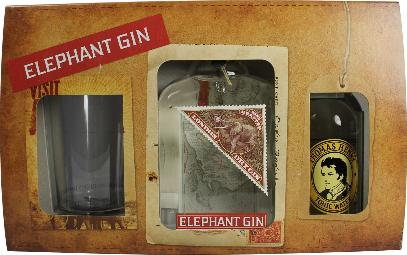 Gin Thomas mit Geschenkbox Henry Tonic Glas + Water Elephant